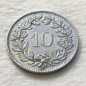 1960-B Switzerland 10 Rappen Coin - Swiss Helvetia - Vintage Bern Mint Currency